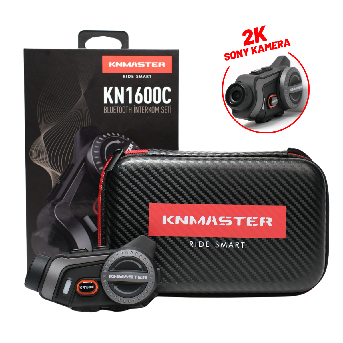 KNMASTER KN1600C Kameralı Motosiklet Bluetooth Intercom Kulaklık Seti
