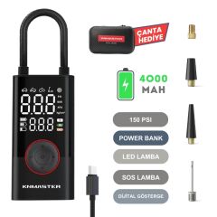 Knmaster LP200 – 150 PSI Dijital Göstergeli Şarjlı Hava Pompası