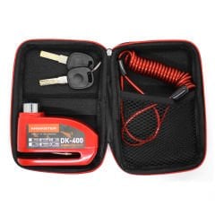 Knmaster Disk Kilidi DK-400 7mm Alarmlı + HATIRLATMA KABLOSU VE ÇANTA HEDİYELİ ( Kırmızı )