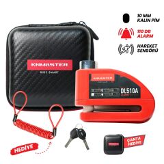 KNMASTER DL510A 10 mm Alarmlı Disk Kilidi Kırmızı