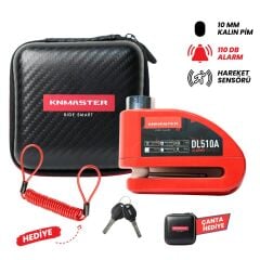 KNMASTER DL510A 10 mm Alarmlı Disk Kilidi Kırmızı