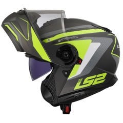 LS2 STROBE 2 PHANTOM MAT TITANIUM-NEON SARI KASK