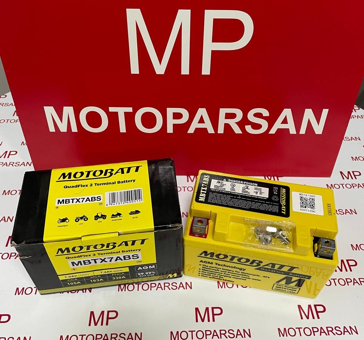 MOTOBATT QUADFLEX 2 KUTUP  7 AMPER 12 VOLT 105 CCA AKÜ MBTX7ABS-YTX7A-BS